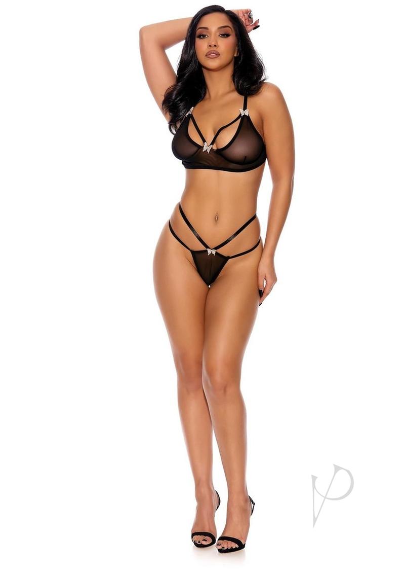 Barely B Bodice Bra/gstring Os Blk(spec)
