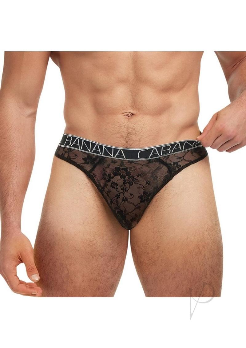 Banana Cabana Lace Nights Thong S/m Blk