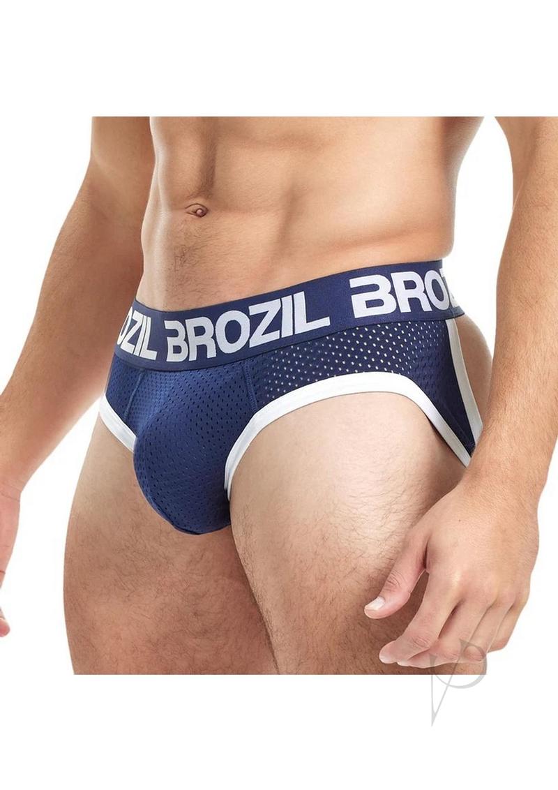 Brozil Open Back Mesh Brief L/xl Nvy