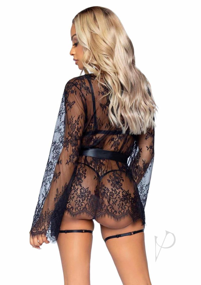 Eyelash Lace Gartr Tedy 3pc Md Blk(sale)