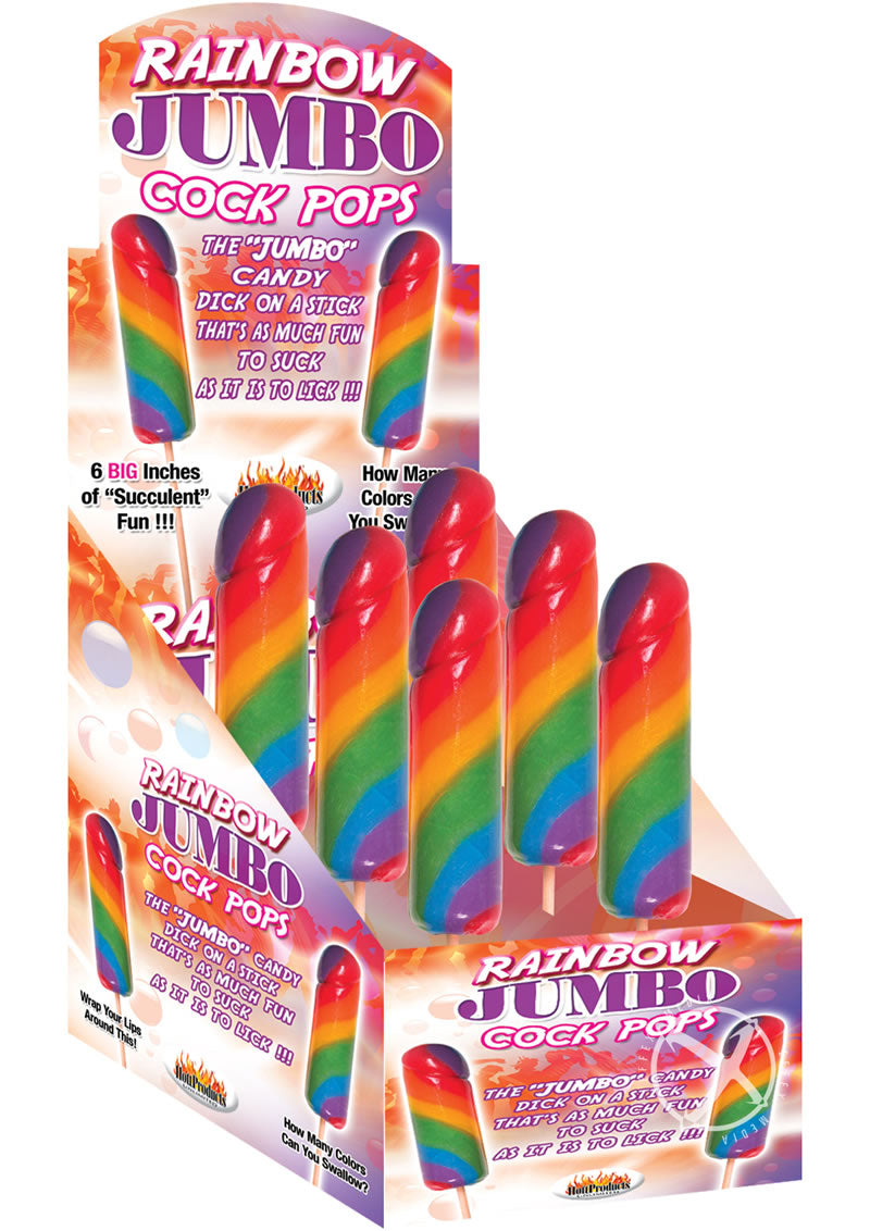 Rainbow Jumbo Cock Pops 6/disp
