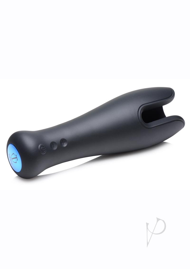 Tm 10x Vibrating Silicone Stroker Black
