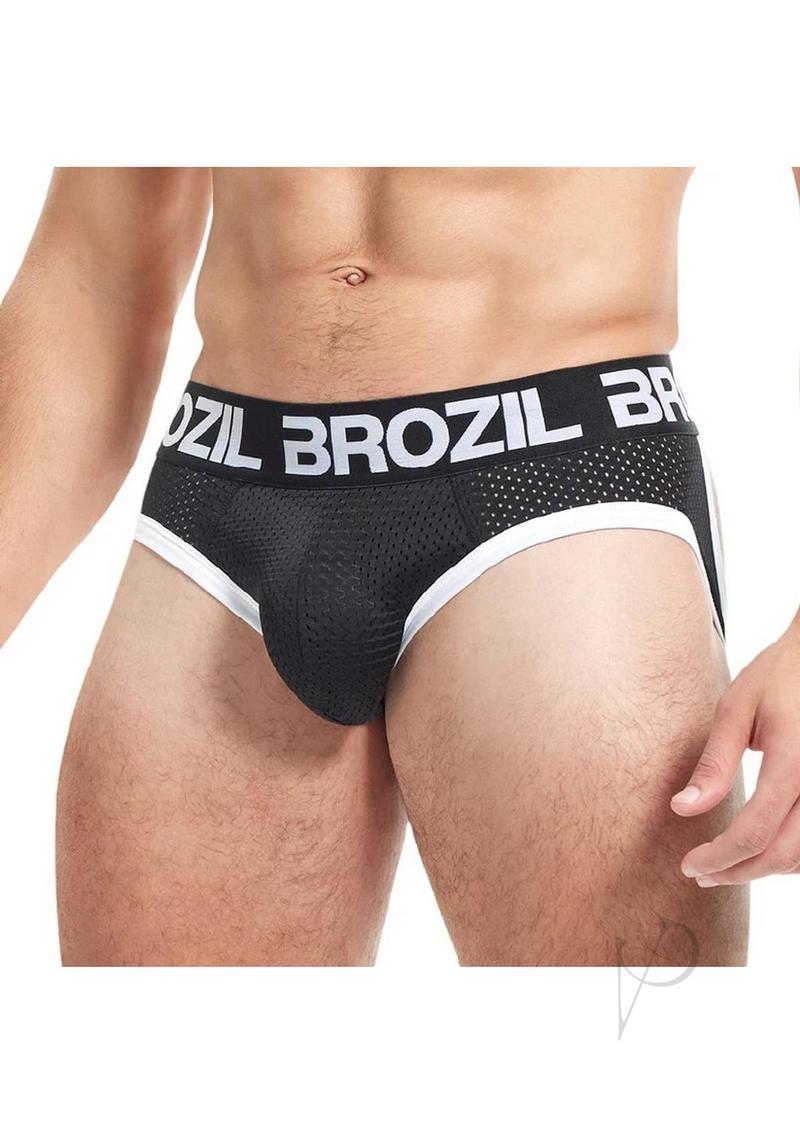 Brozil Open Back Mesh Brief L/xl Blk