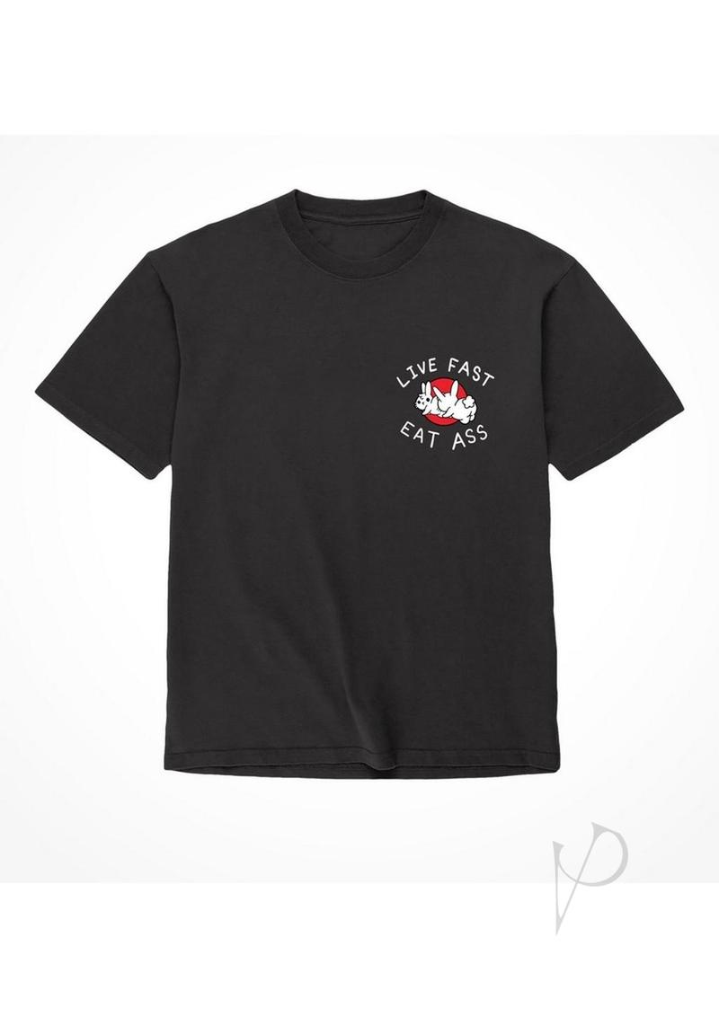 Alf Live Fast Eat Ass Tshirt Sm Blk