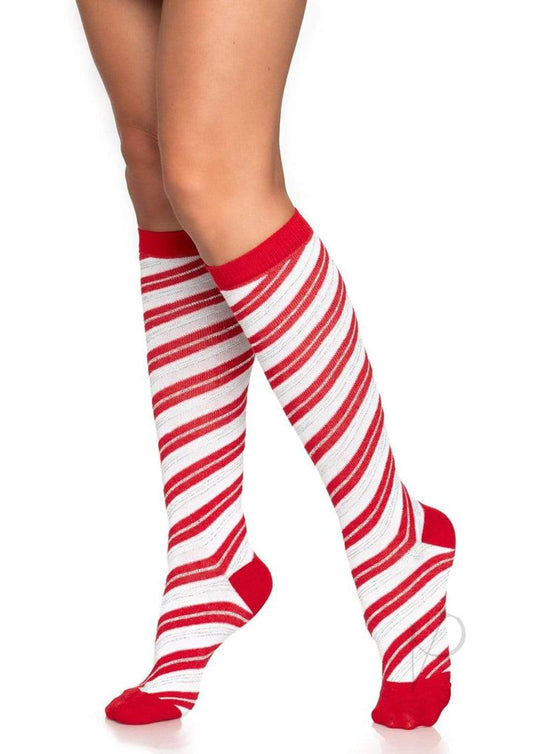 Can Can Lurex Knee High Os Red/wht(sale)