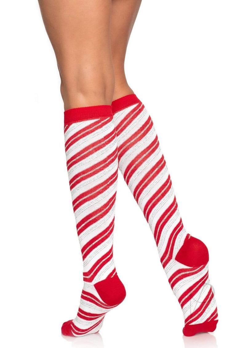 Can Can Lurex Knee High Os Red/wht(sale)