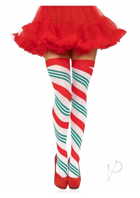 Holidy Ribb Thighhigh Os Rd/wht/gr(sale)