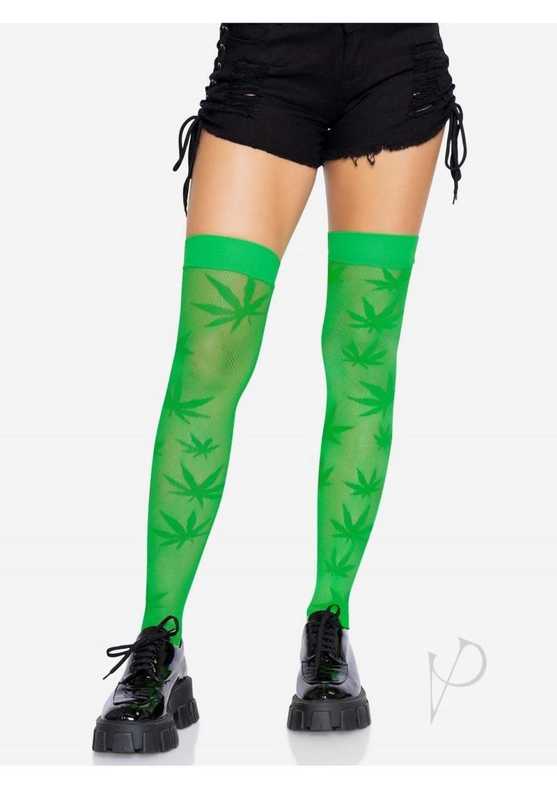420 Net Thigh Highs Os Green