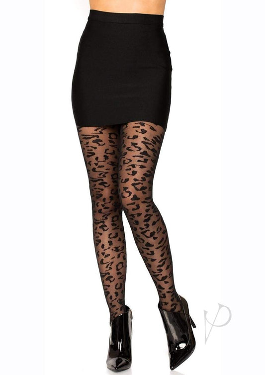 Sheer Leopard Tights Os Black(sale)
