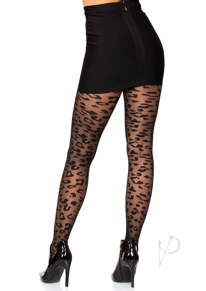Sheer Leopard Tights Os Black(sale)