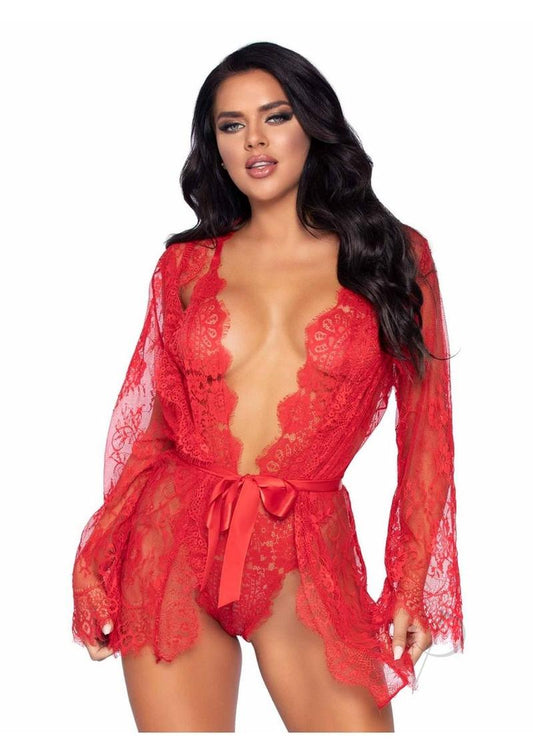 Flora Laceted Thong Robe Tiesmred(sale)