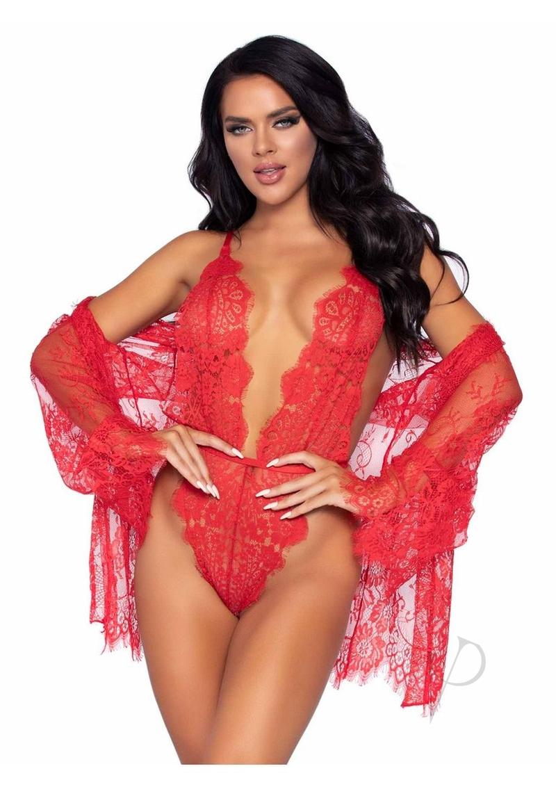 Flora Laceted Thong Robe Tiemdred(sale)