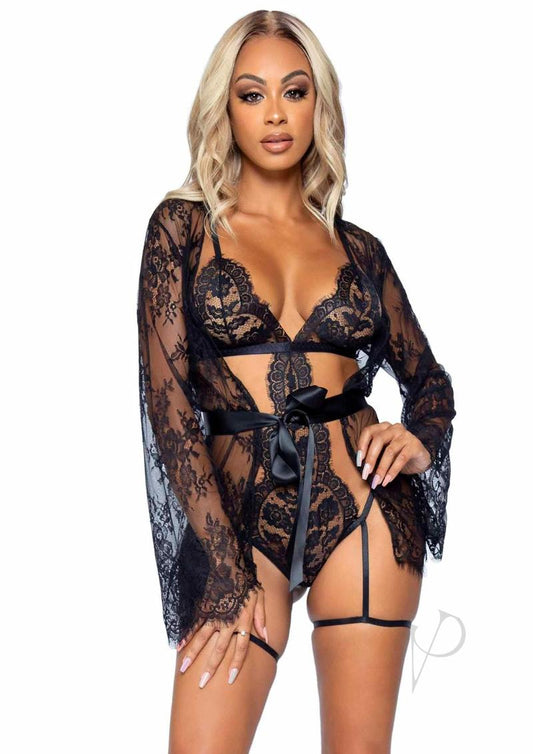 Eyelash Lace Gart Teddy 3pcsm Blk(sale)