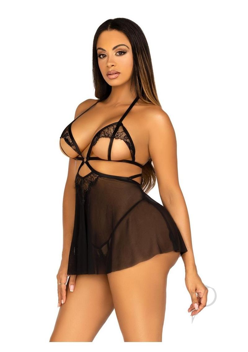 Open Cup Eyelashbabydollpantlgblk(sale)