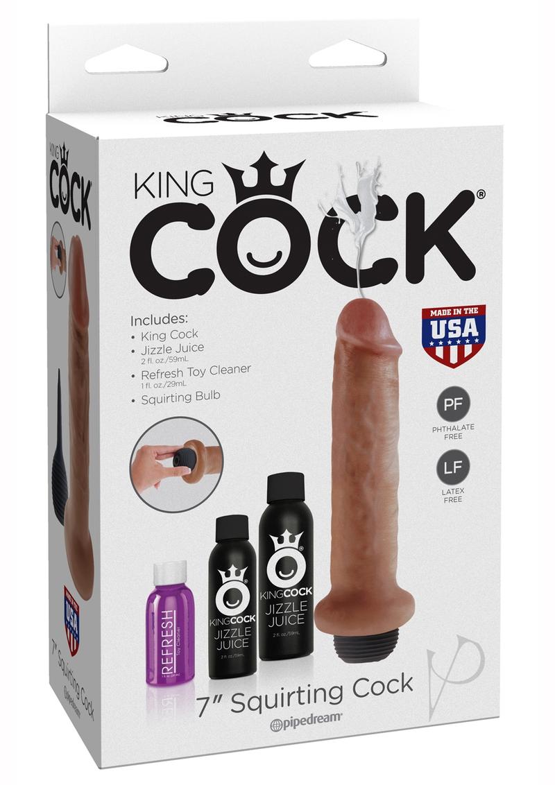 Kc 7 Squirting Cock W/balls Tan