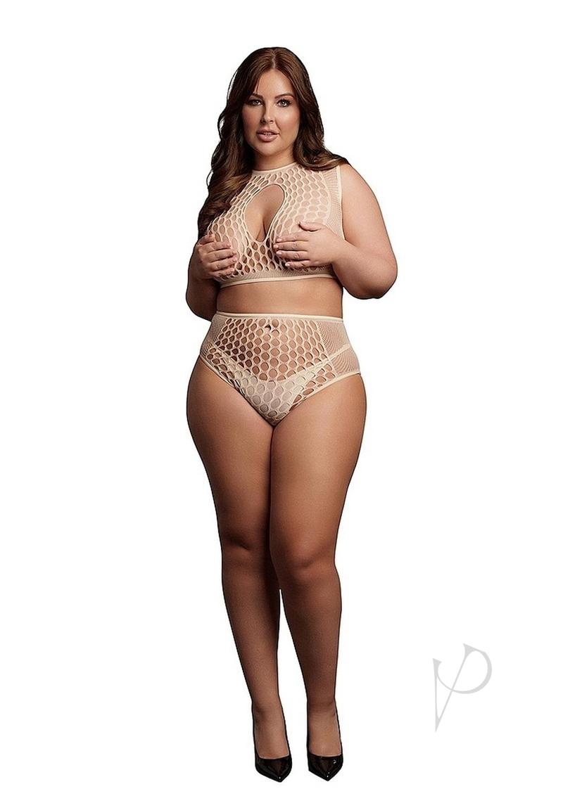 Duo Net Key Hole Bra Set Qn Beg