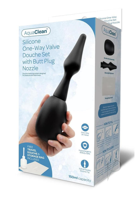 Aquaclean 150ml Douche W/butt Plug Blk